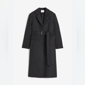NWT H&M Charcoal Pinstripe Trench Coat SIZE XS